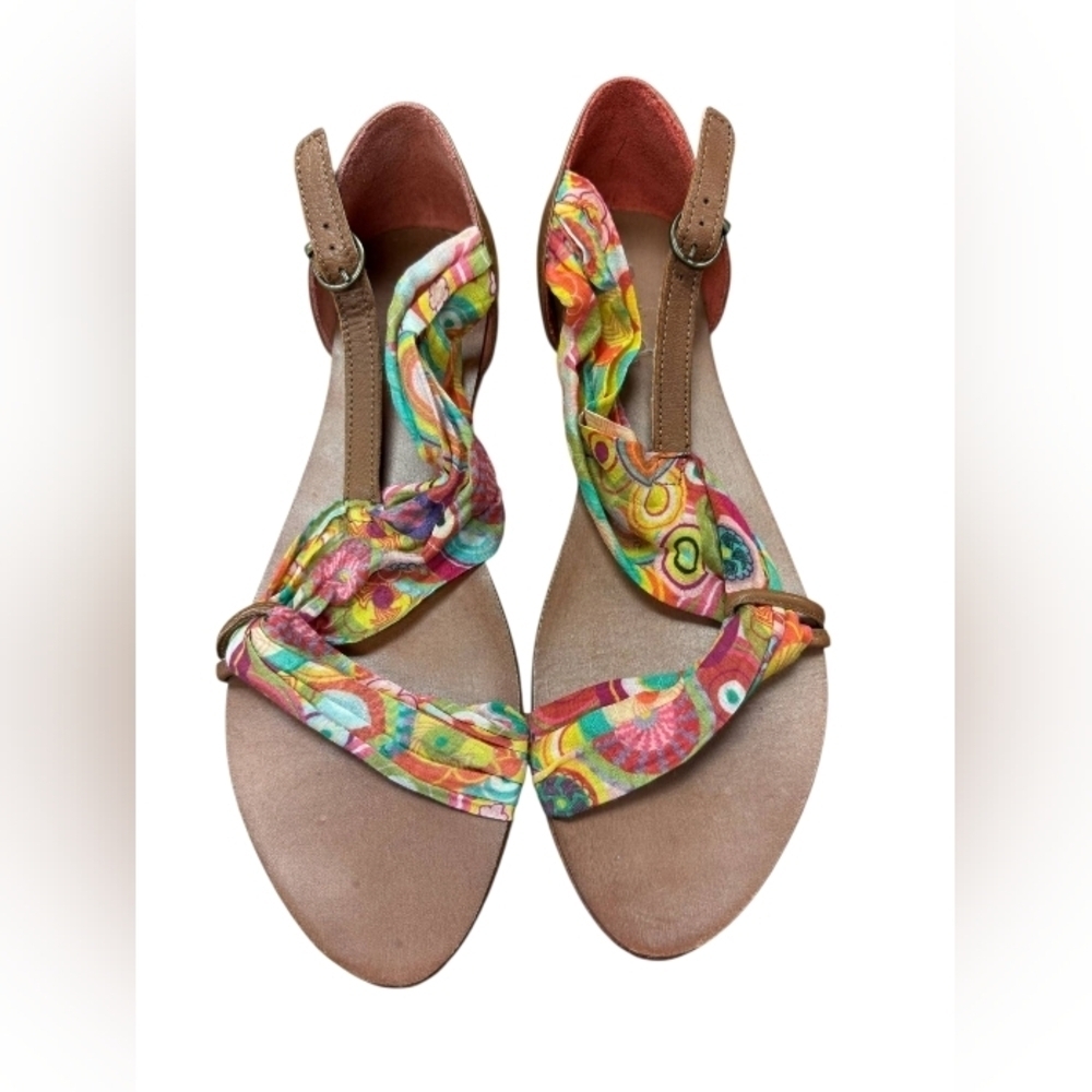 Desigual NWT Sussy Sandals Slip On Multi Colour Leather Fabric Size 40/9